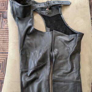 Women's medium black leather Mega Force chaps